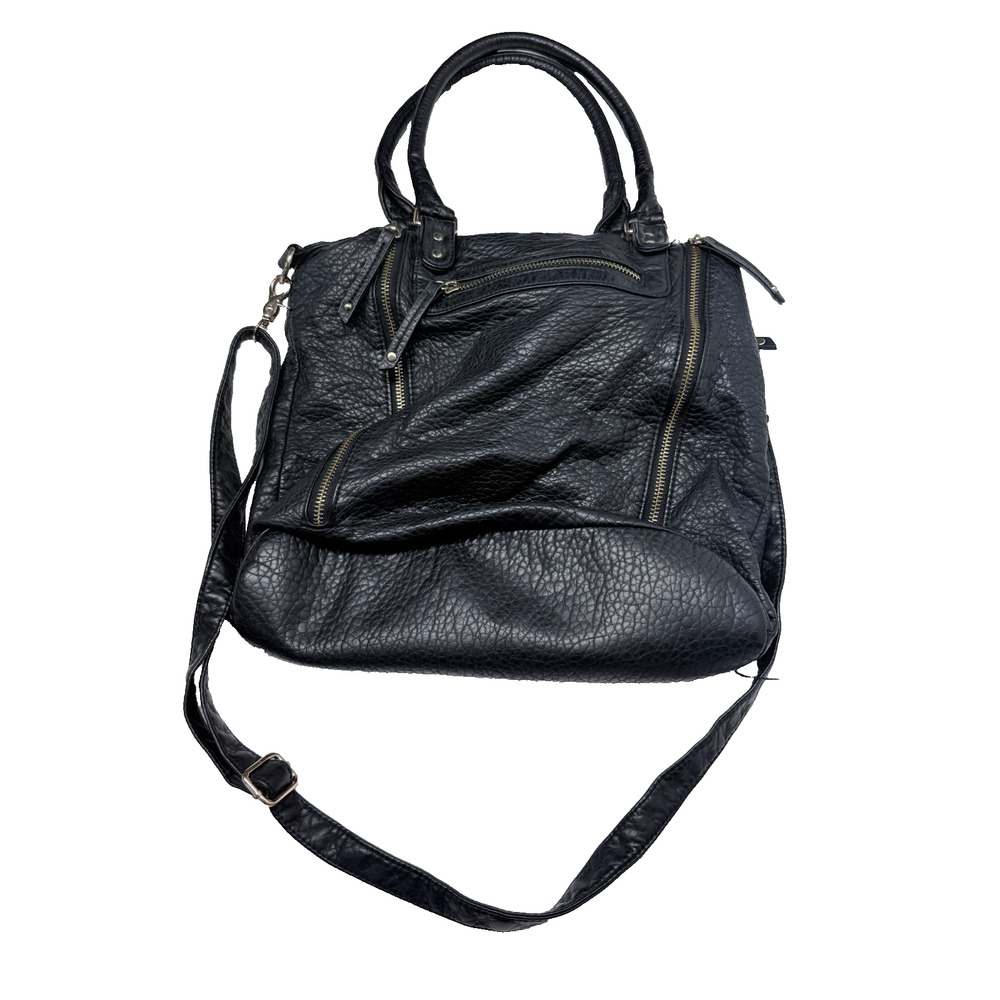 Under One Sky Black Leather Tote Bag